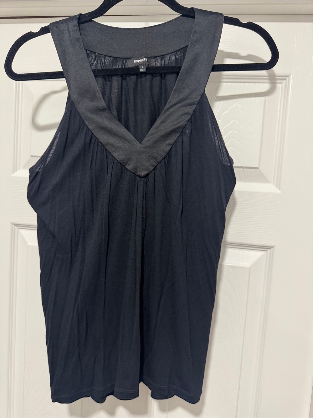 Express Satin-Trim V-Neck Black Camisole